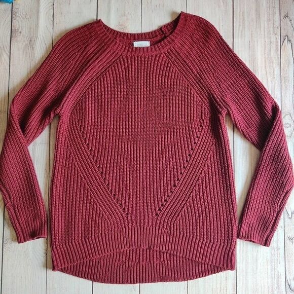 Sienna Sky ribbed burgundy pullover sweater sz M - Picture 3 of 8